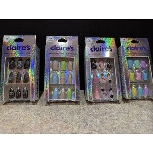 4 pack of  24 Press-On Nails Claire's Faux Nails glue not included